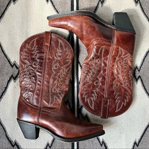 Brown Leather Laredo Cowboy Boots, sz 8.5